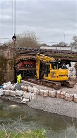 Repairs at Powick Old Bridge on 17 March 2025 - Photo: Dee Bruce Repairs at Powick Old Bridge on 17 March 2025 - Photo: Dee Bruce