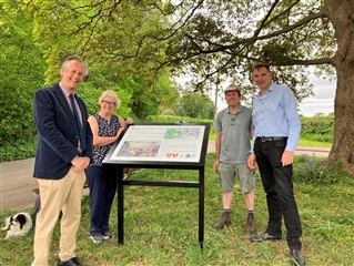Lord Berkeley, Lesley Hewish, Adam Dolling and Roland Brown with the new information board. Lord Berkeley, Lesley Hewish, Adam Dolling and Roland Brown with the new information board.