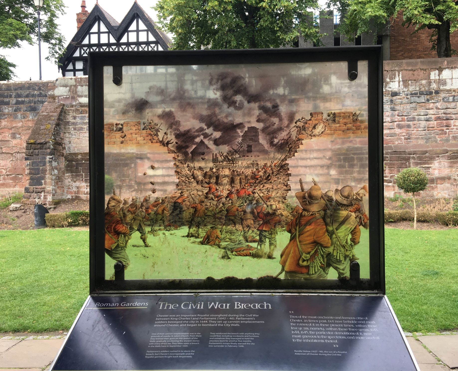 Chester siege breach information board Chester siege breach information board