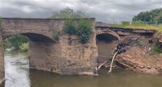 View of the collapsed part of the bridge in July 2024