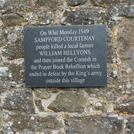 Sampford Courtenay Prayerbook rebellion plaque.