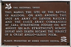 Plaque to battle sited beside the lane to the causeway