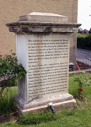 Inscription on the 'Pedestal' monumment to the battle of Mortimer's Cross, erected in 1799 on the turnpike road on the north west edge of Kingsland.