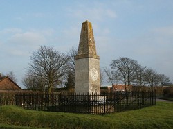 The Hampden monument on the edge of the battlefield at Chalgrove