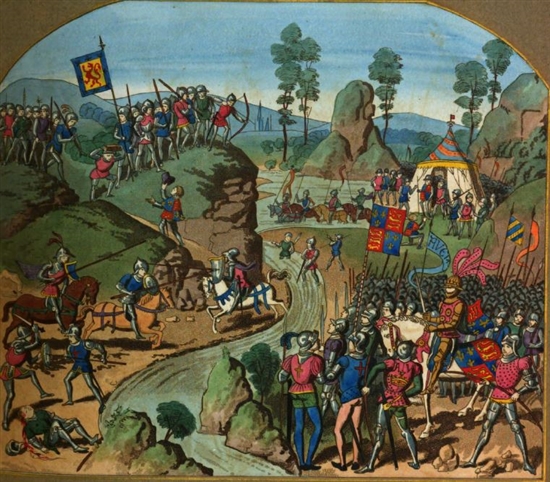 Nineteenth Century copy of the battle of Stanhope from Froissart Chronicle